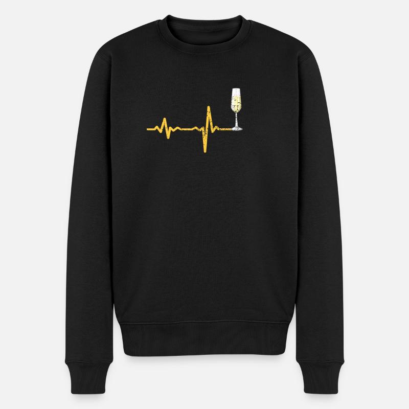Cadeau de vin mousseux Heartbeat - Pull Premium bio Homme - noir
