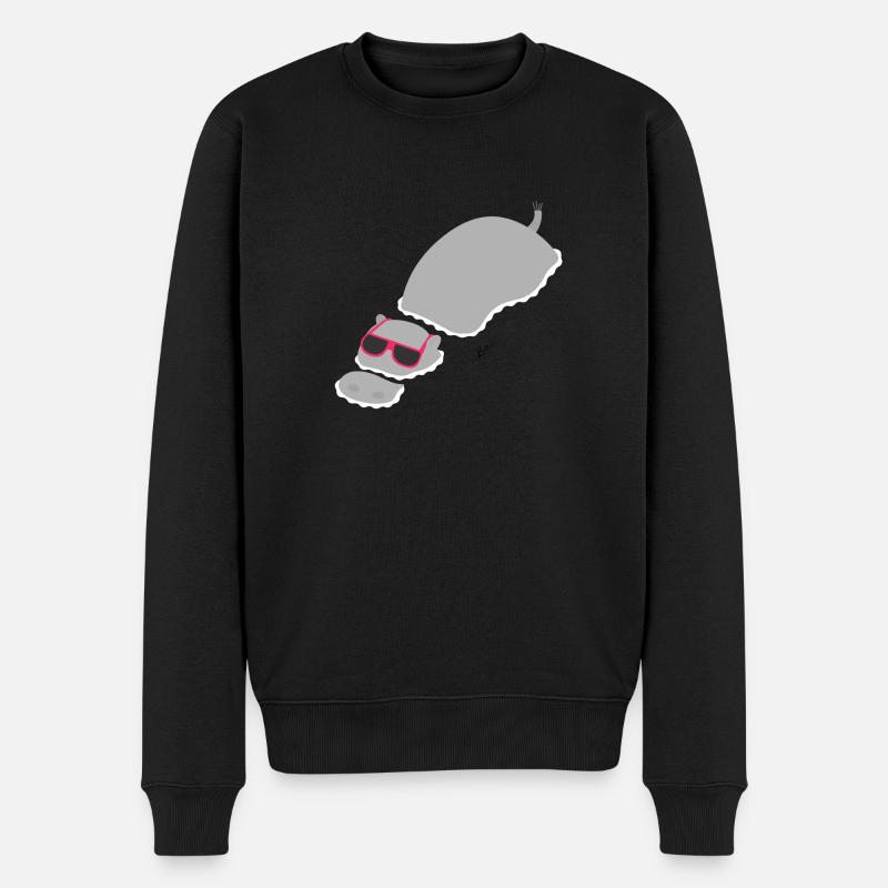 Chillin ‚Hippo - Männer Premium Bio Pullover - Schwarz