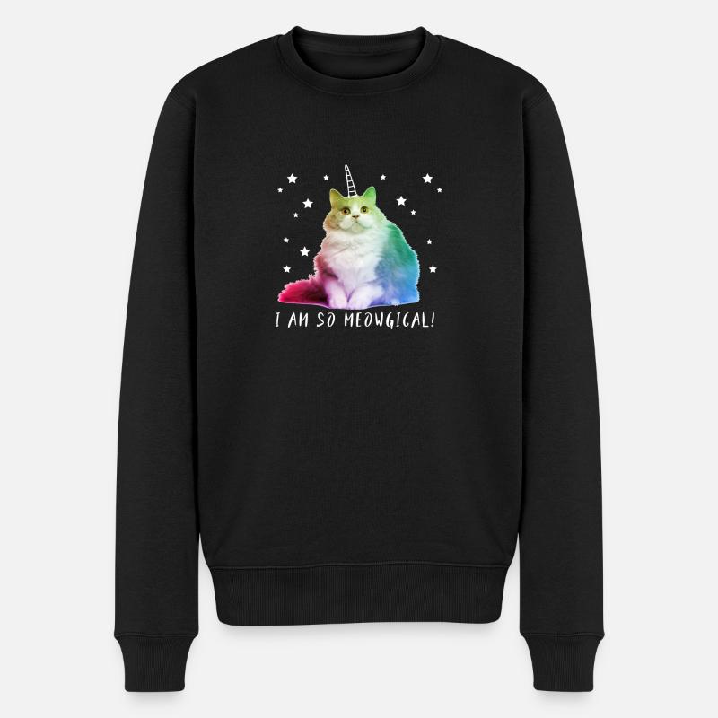 Katze Einhorn Meowgical Süße Katze Geschenk bunt - Männer Premium Bio Pullover - Schwarz