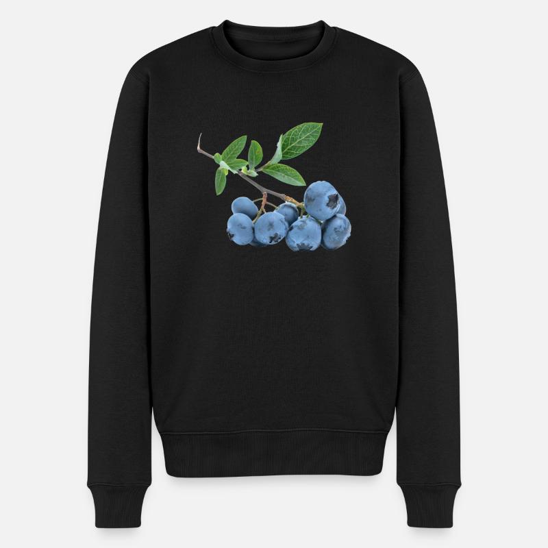 blueberry blaubeere heidelbeere veggie gemuese fru - Männer Premium Bio Pullover - Schwarz