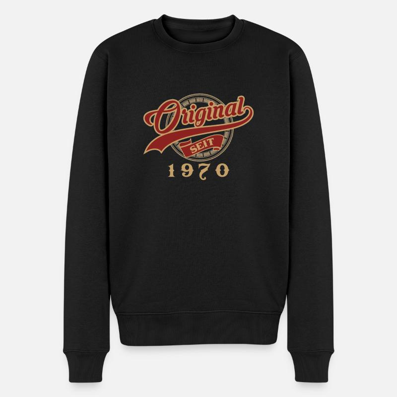 Original seit 1970 - Jahrgang Geschenk Geburtstag - Männer Premium Bio Pullover - Schwarz