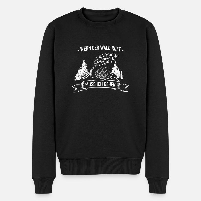 Wald ruft - Holz - Männer Premium Bio Pullover - Schwarz