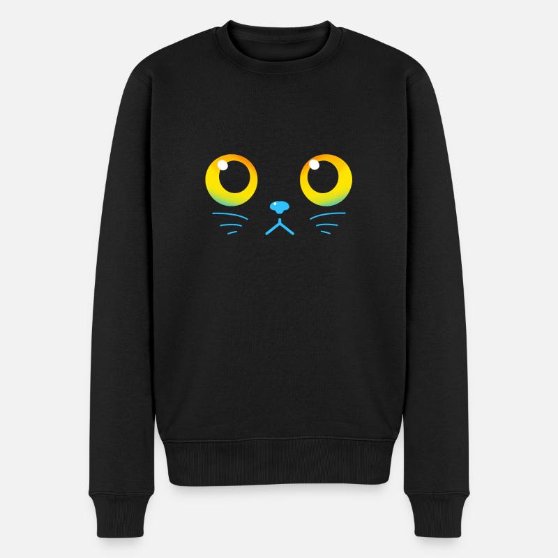 Neugierige schwarze Katzenaugen - Männer Premium Bio Pullover - Schwarz