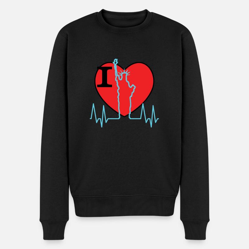 i love ny - Männer Premium Bio Pullover - Schwarz