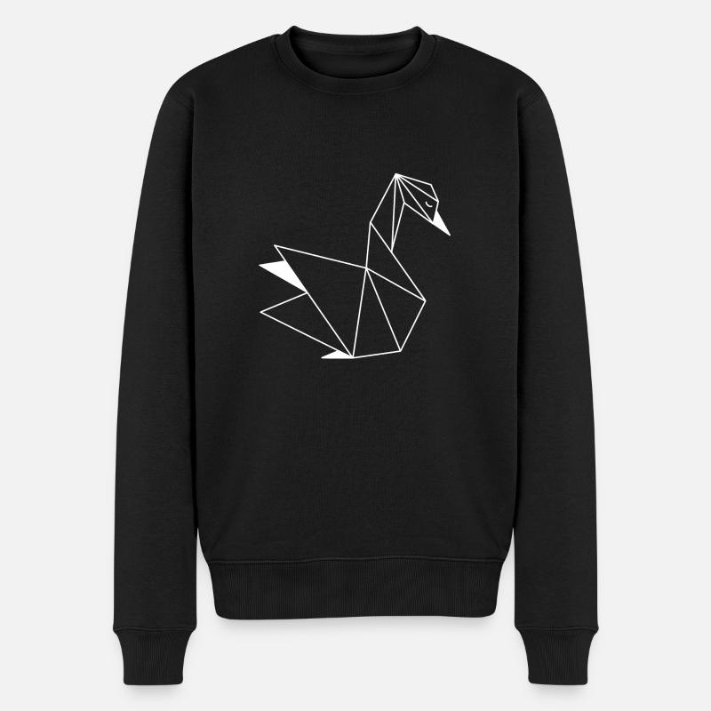 Schwan Origami - Männer Premium Bio Pullover - Schwarz