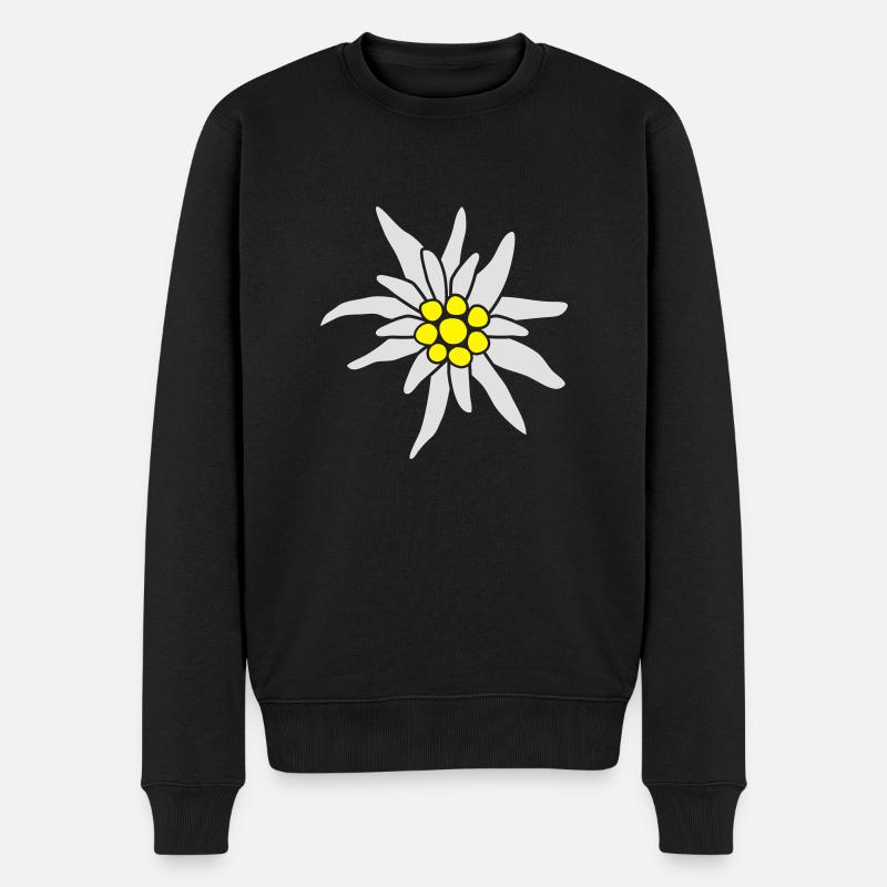 Edelweiß Blüte - Männer Premium Bio Pullover - Schwarz