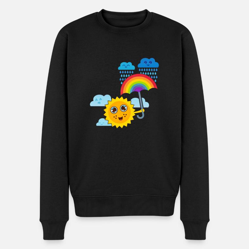 Soleil & arc-en-parapluie - Pull Premium bio Homme - noir