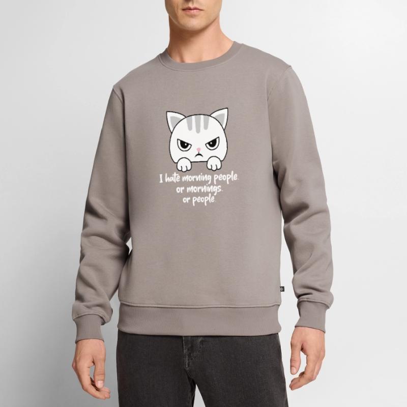 Ich hasse Morgenmenschen oder Morgen oder Menschen. Katze Männer Premium Bio Pullover