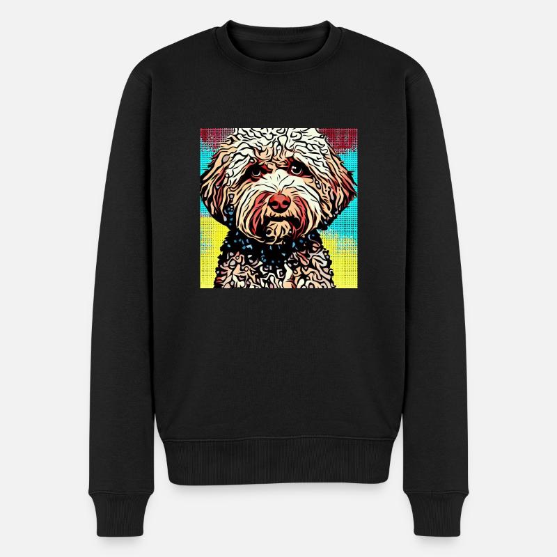 Pudel Kreuz Pop Art - Männer Premium Bio Pullover - Schwarz