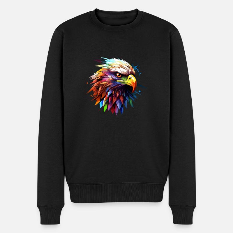 Bunter Adlerkopf - Männer Premium Bio Pullover - Schwarz