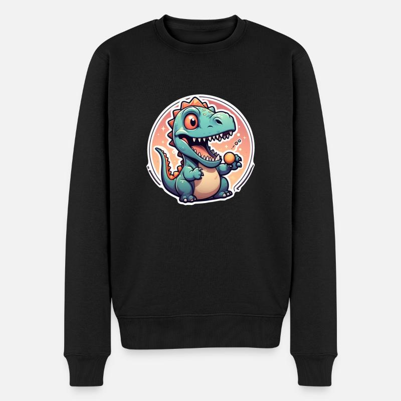 dinosaure dessin animé - Pull Premium bio Homme - noir