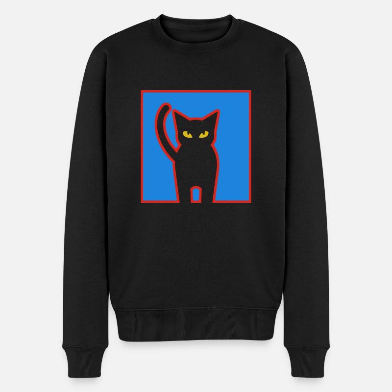 Katze - Männer Premium Bio Pullover - Schwarz
