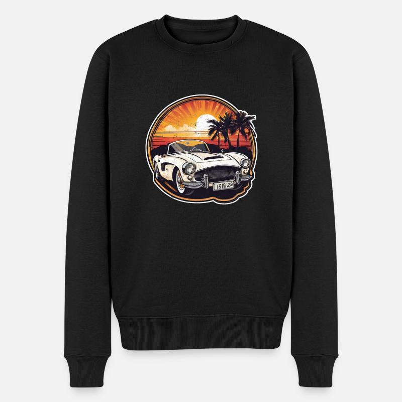 Oldtimer Sonnenuntergang - Männer Premium Bio Pullover - Schwarz