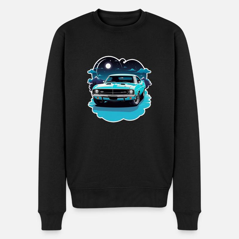 Oldtimer Sonnenuntergang - Männer Premium Bio Pullover - Schwarz
