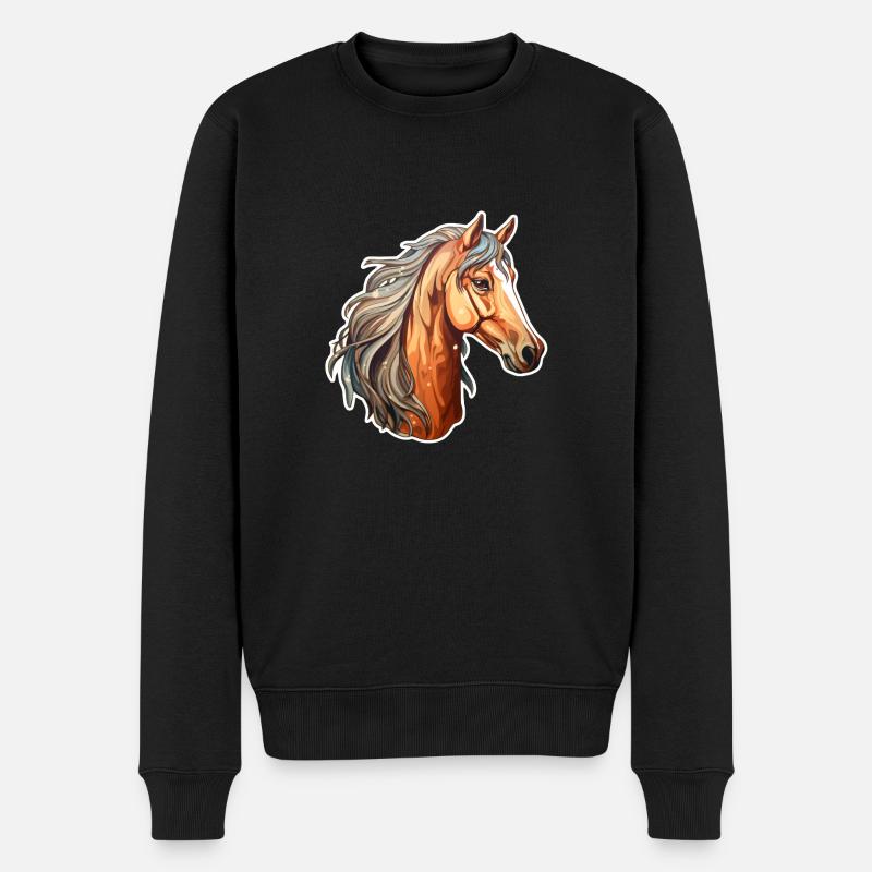 Tête de cheval marron - Pull Premium bio Homme - noir