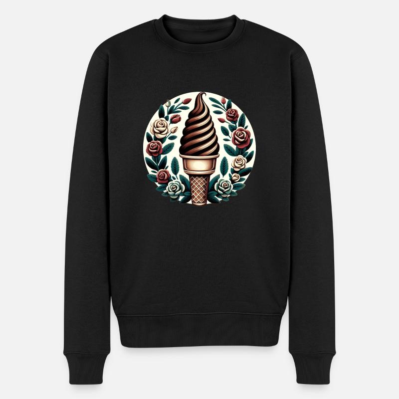 Schokoladen-Eis - Männer Premium Bio Pullover - Schwarz