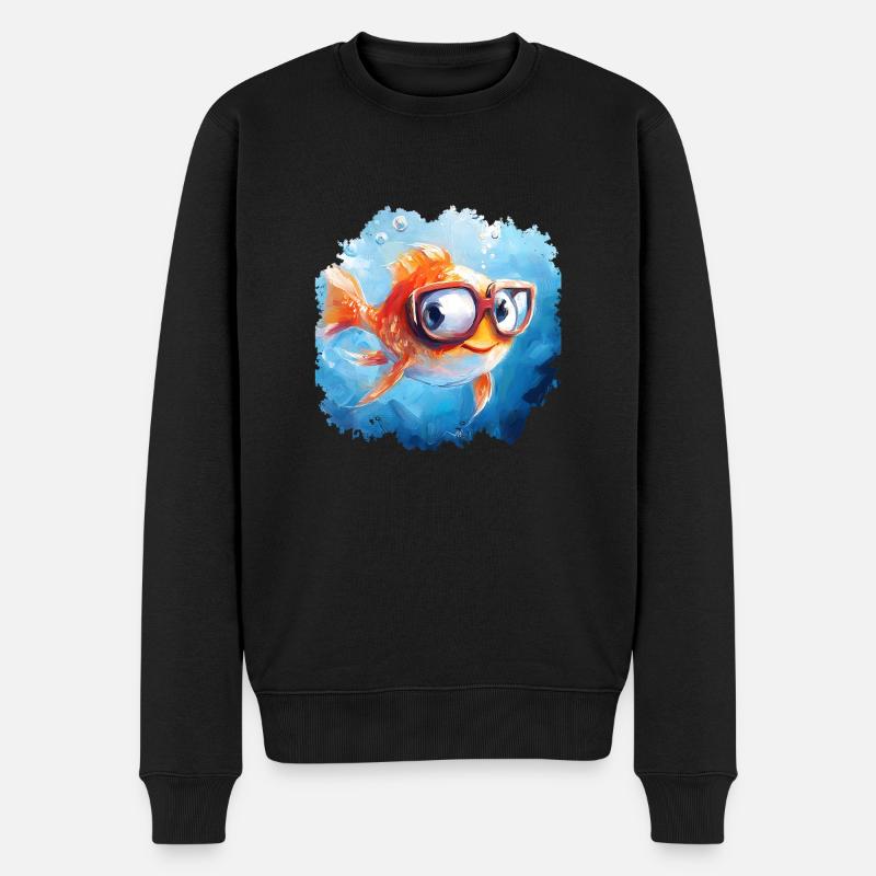 Lustiger Fisch mit Sehschwäche - Männer Premium Bio Pullover - Schwarz