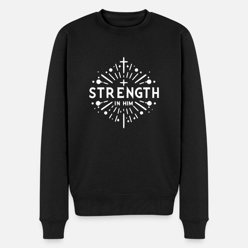 Kraft in Ihm - Männer Premium Bio Pullover - Schwarz