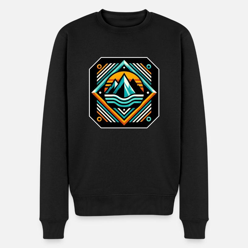 Lebendige Gipfel - Männer Premium Bio Pullover - Schwarz