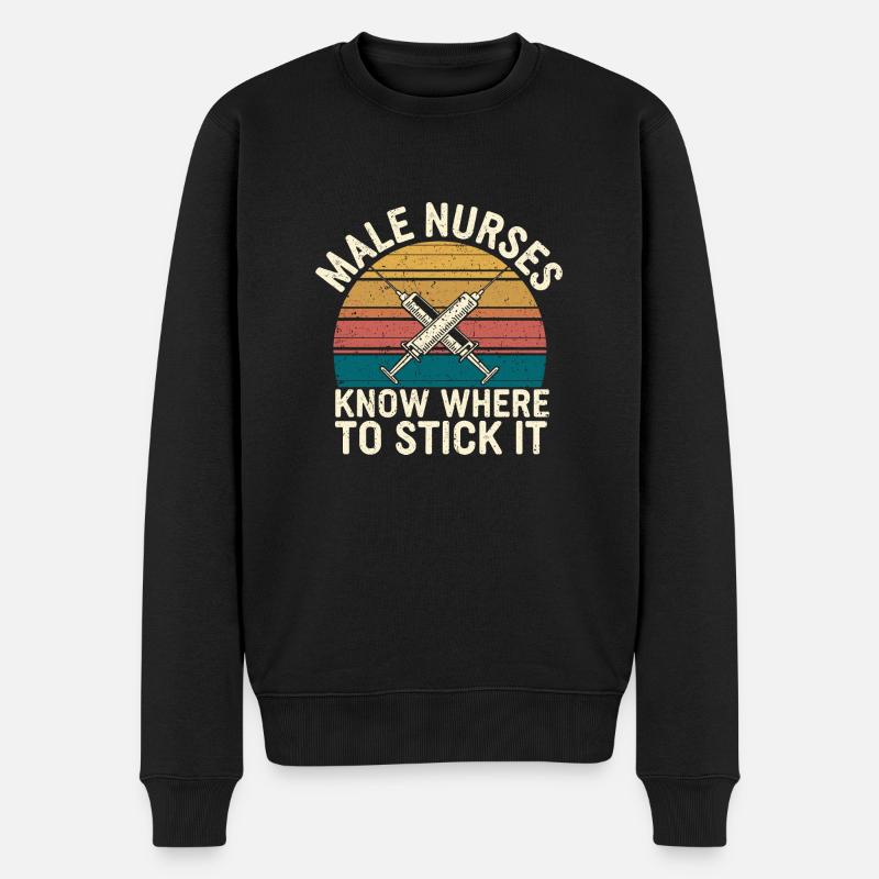 Männlicher Pflege-Humor - Männer Premium Bio Pullover - Schwarz