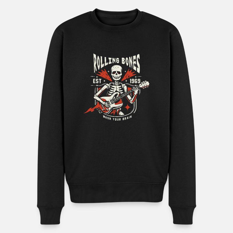 Rollende Knochen - Männer Premium Bio Pullover - Schwarz