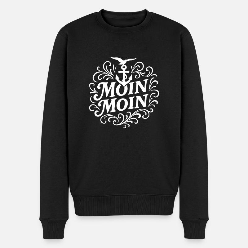Moin Moin Anker - Männer Premium Bio Pullover - Schwarz