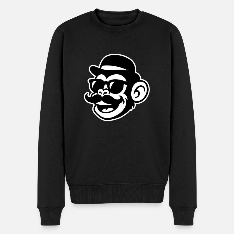 Singe Sir Moustache - Pull Premium bio Homme - noir