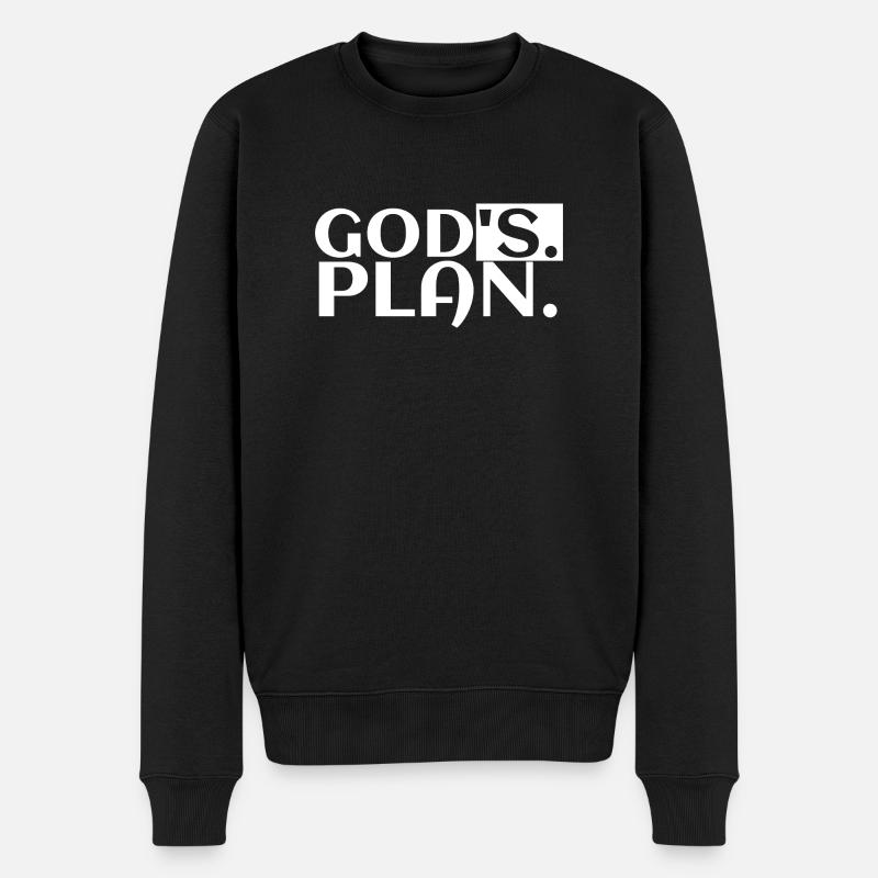 god's plan - Gods Plan | Fun Shirt - Männer Premium Bio Pullover - Schwarz