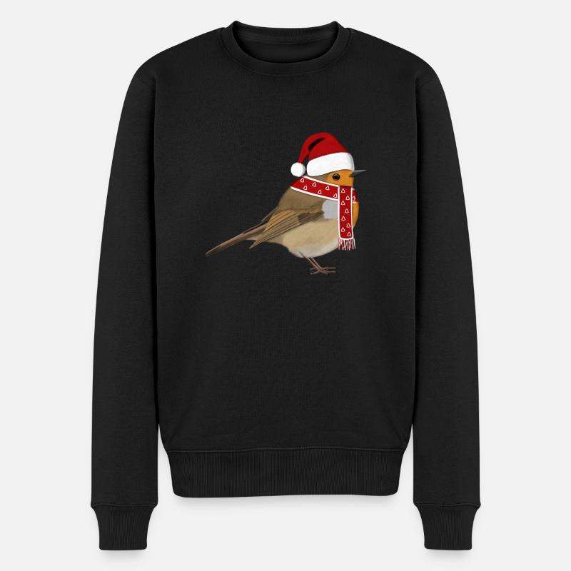 Rotkehlchen Weihnachten Vogel Mütze Schal Biologe - Männer Premium Bio Pullover - Schwarz