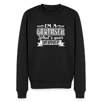 Composer I am A Composer - Men's Premium Organic Jumper - black - Front - Nico (187cm)