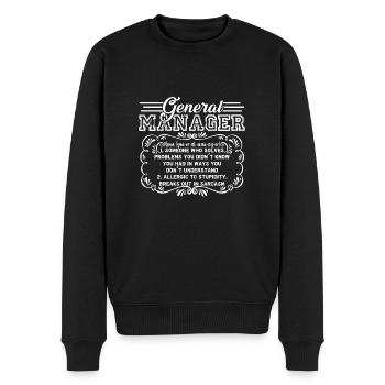 General Manager Definition - Men's Premium Organic Jumper - black - Front - Nico (187cm)