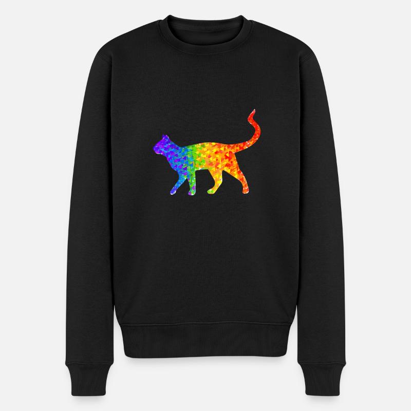 Regenbogen-Katze - Männer Premium Bio Pullover - Schwarz