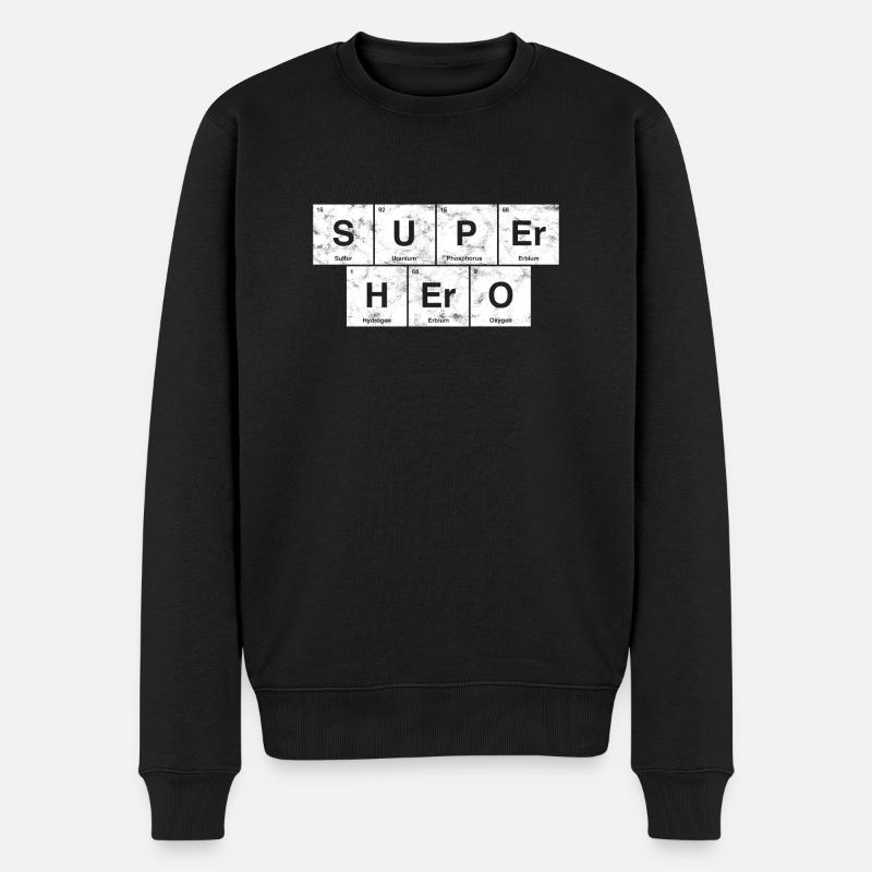 Nerdiger Superheld! Periodensystem der Elemente - Männer Premium Bio Pullover - Schwarz