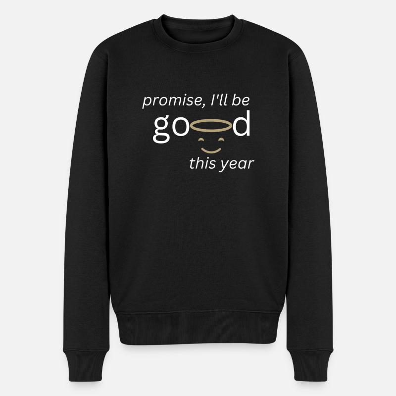 promise I ll be good white - Männer Premium Bio Pullover - Schwarz
