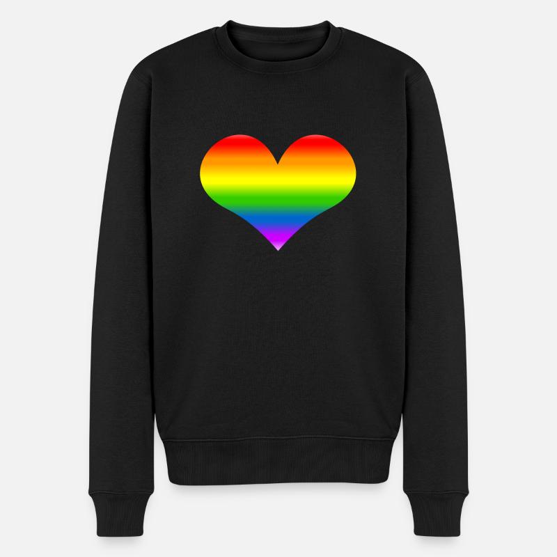 Rainbow Heart arc - Pull Premium bio Homme - noir