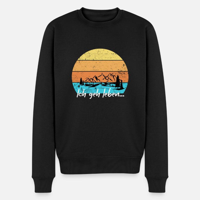 ich geh leben - Männer Premium Bio Pullover - Schwarz