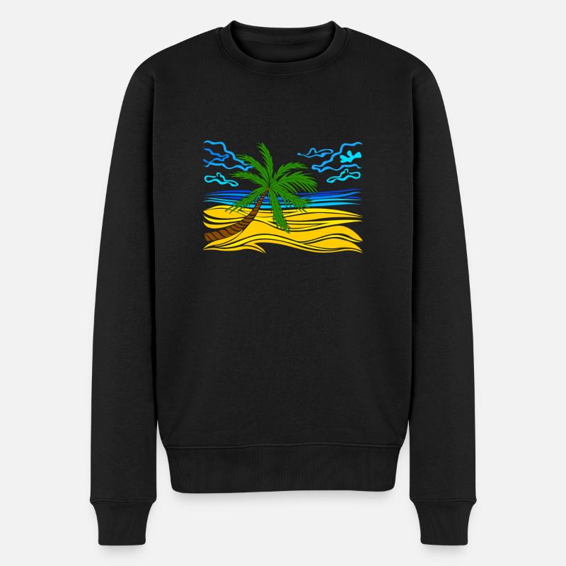 palmier sur la plage - Pull Premium bio Homme - noir