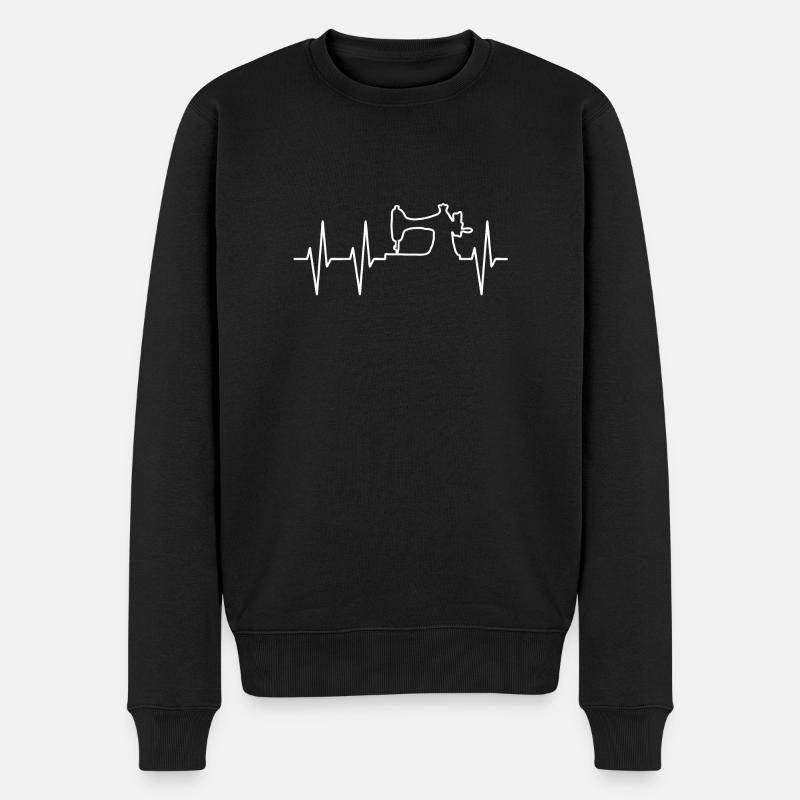 Nähen Nähmaschine DIY Nadel Faden Garn Herzschlag - Männer Premium Bio Pullover - Schwarz