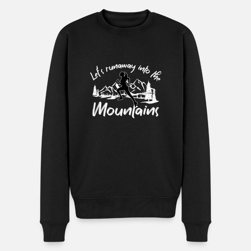 let's runaway into the mountains - Männer Premium Bio Pullover - Schwarz