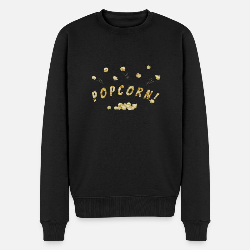 Fliegendes Popcorn - Männer Premium Bio Pullover - Schwarz