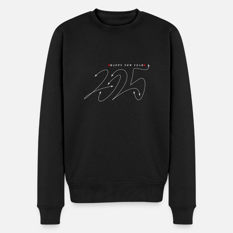 Neujahr 2025 Glück - Männer Premium Bio Pullover - Schwarz