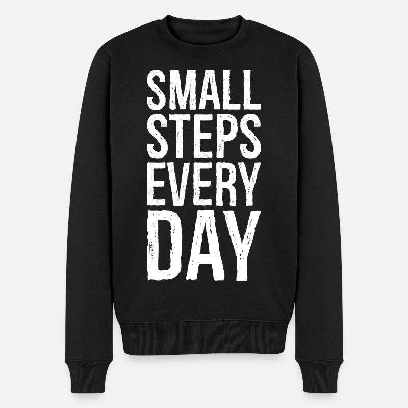small steps every day - Männer Premium Bio Pullover - Schwarz