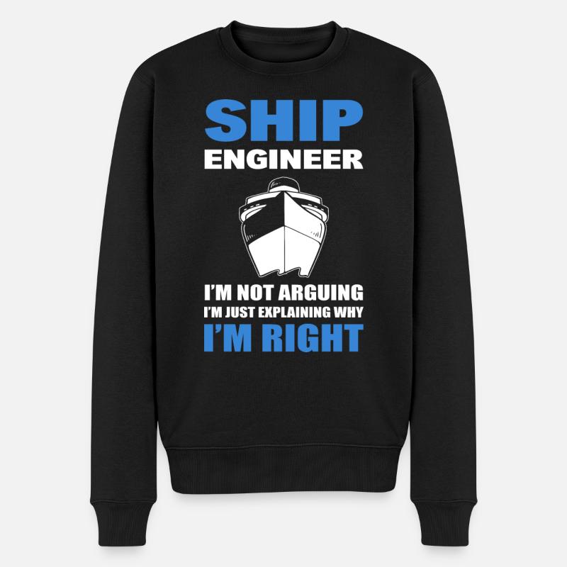 Lustiger Schiff Ingenieur - Männer Premium Bio Pullover - Schwarz