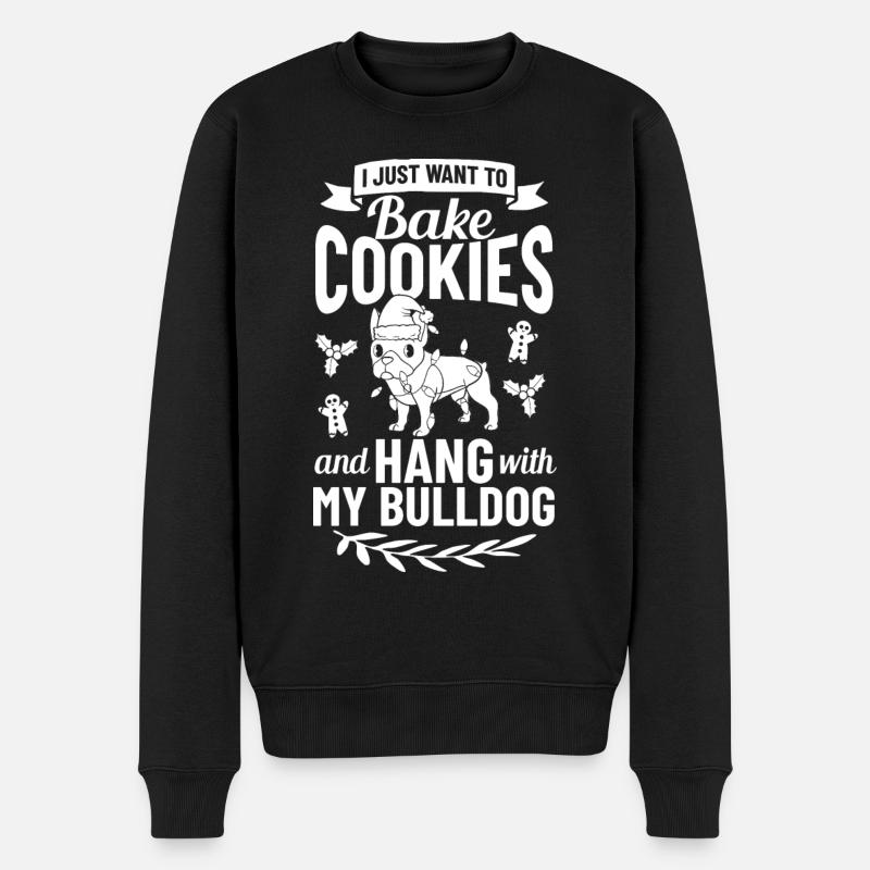 Chien Bulldog anglais Chiots Noël - Pull Premium bio Homme - noir