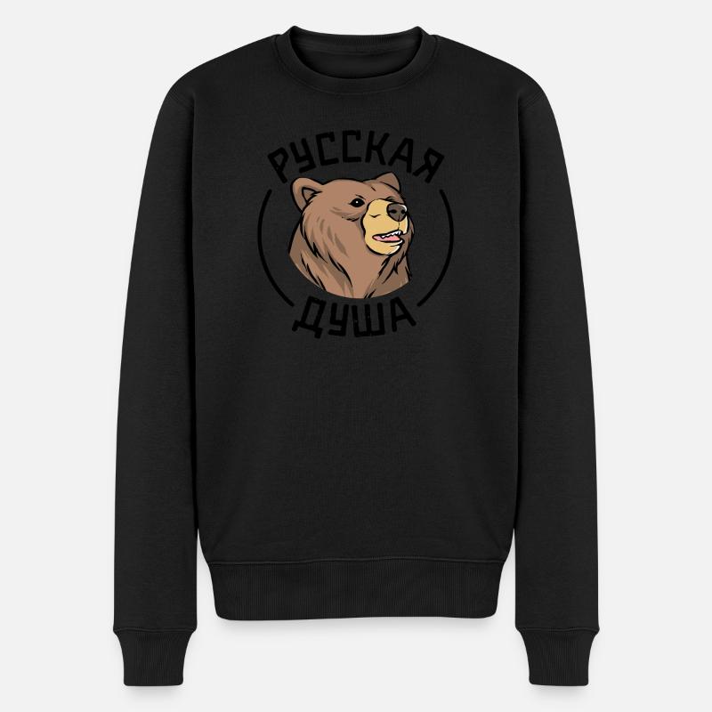 Ours russe avec le slogan Âme russe pour - Pull Premium bio Homme - noir