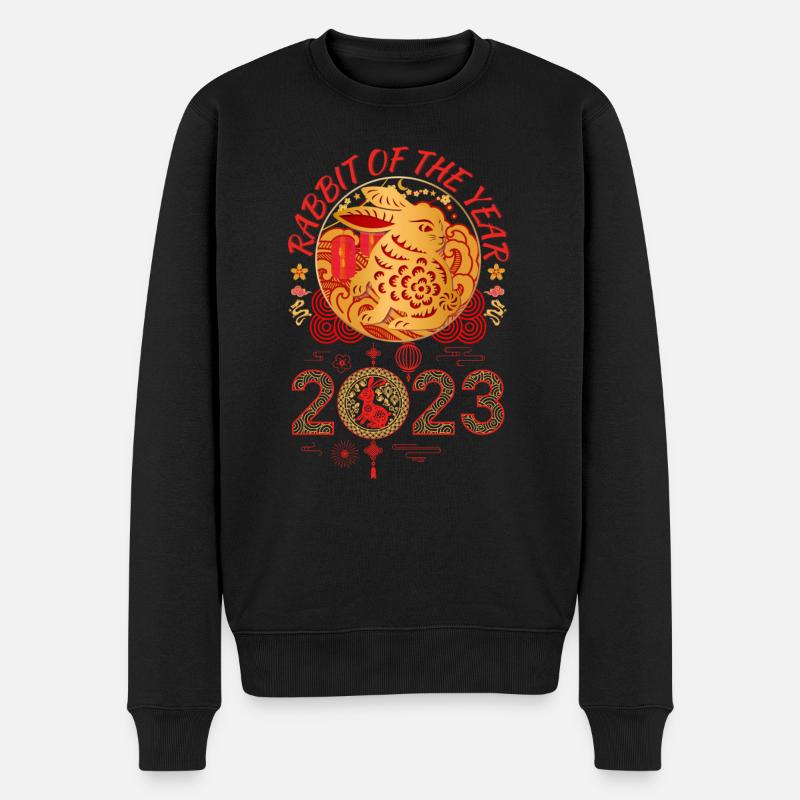Chinesisches Neujahr - Männer Premium Bio Pullover - Schwarz