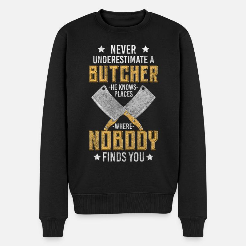 Fleischer Steak Beruf - Männer Premium Bio Pullover - Schwarz