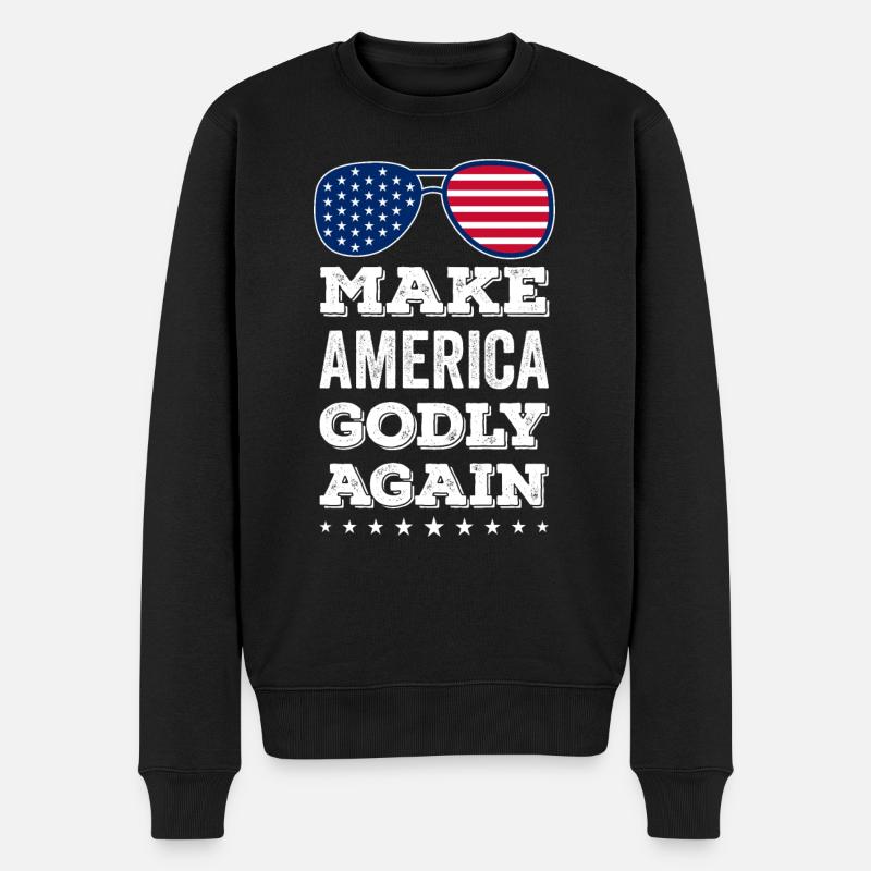 Make America Godly Again Liebe Gottes Glaube - Männer Premium Bio Pullover - Schwarz