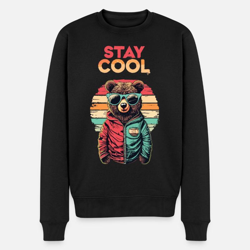 Chillen im Bären Style - Männer Premium Bio Pullover - Schwarz
