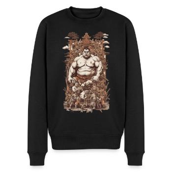 Retro Sumoringer Japanische Kampfkunst Collage - Männer Premium Bio Pullover - Schwarz - Vorne - Nico (187cm)